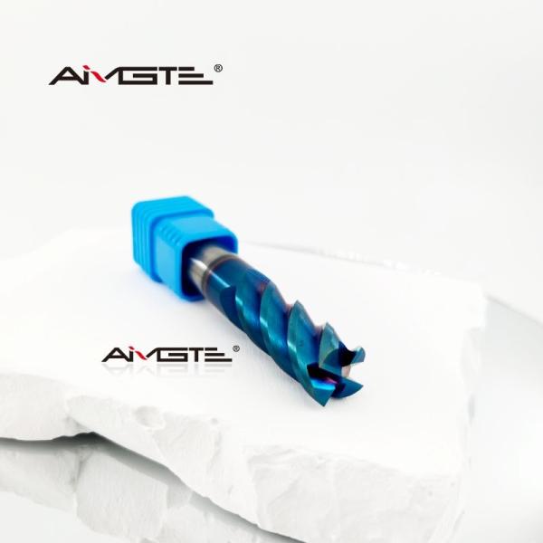 16mm 4 Flute 45° Helix Angle Carbide End Mill Bits Blue Nano Coated Flat End Milling Cutter for Steel CNC Machine Tool