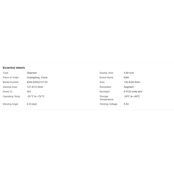 HTN Blue Custom LCD Display Module Segment With Pin Connect