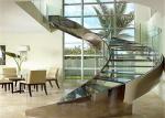 Round Glass Modern Curved Staircase With Double U Channel Stringer