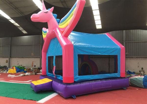 Quality Pink Rainbow Unicorn Bounce House For Adult Fire Retardant And UV Protective Material for sale