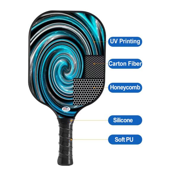 Lightweight Durable Carton Fiber Pickleball Paddles Set Of 4 With Balls And Carry Case