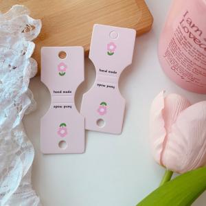 China Pink Floral Hair Tie Display Cards 100pcs 9x3.5cm wholesale