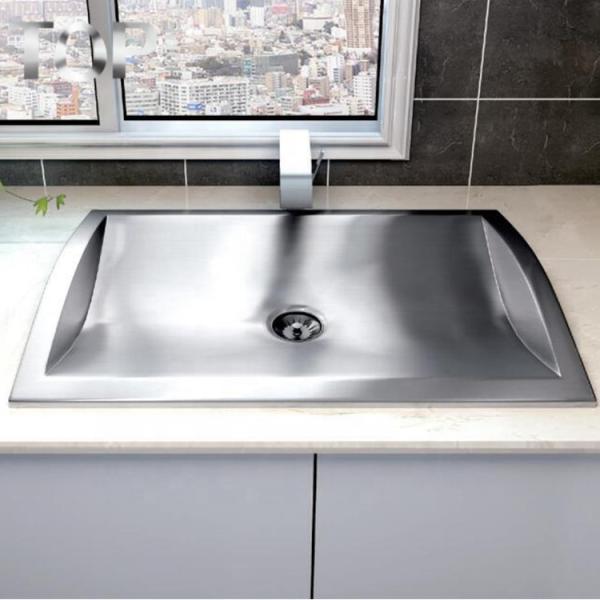 21" Executive Zero Radius SS Curved Basin Trough Sink For Bathroom