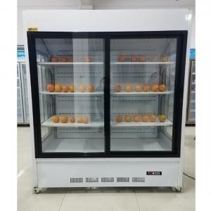 China Commercial Fruit Display Cooler Chiller Two Doors With Fan Cooling System wholesale