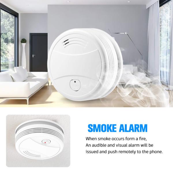 Wireless Photoelectric Smoke Alarm Detector 90db Decibel With Remote Control