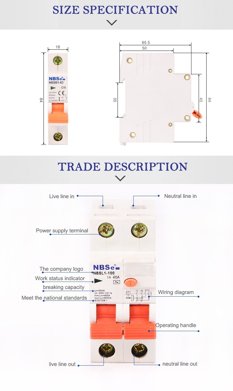 Din Rail Mount 1P DZ47-63 EN60947-2 C Curve Circuit Breaker