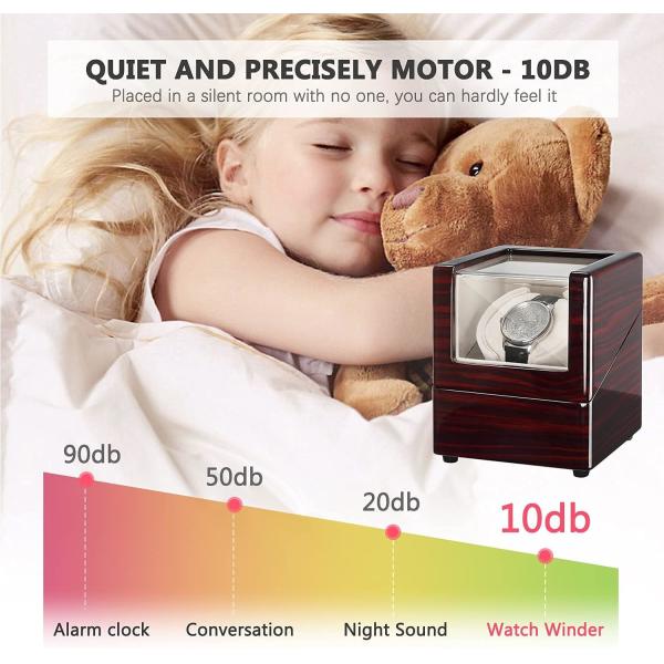 CHIYODA Watch Winder for Single Automatic Watches Solid Wooden Box with Mabuchi Motors
