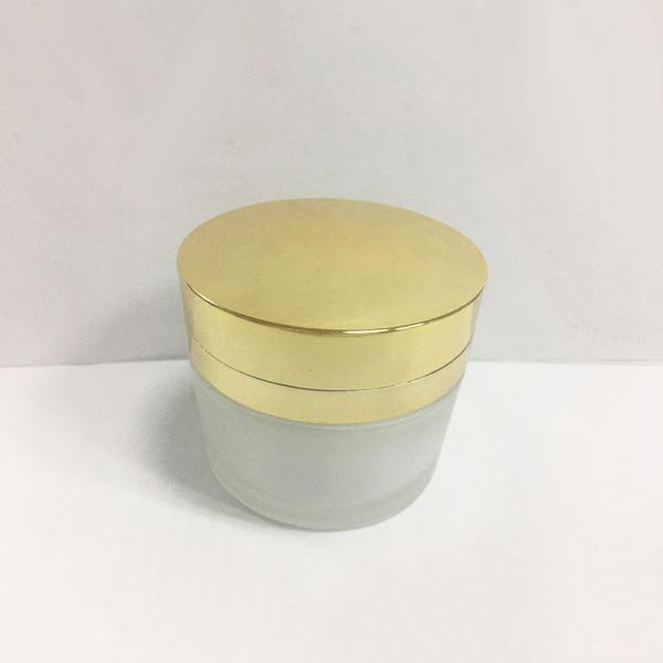 Round 50g Frosted Glass Jar Straight With Gold Cap Classical Shape