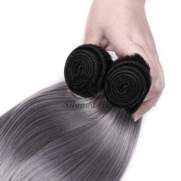 #T1B/Grey Straight Remy Human Hair Bundles Sew In Weave Bundles Brazilian Bundle Deals