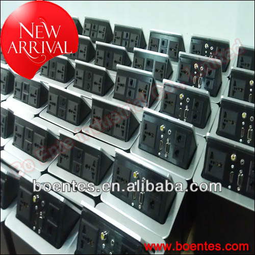 Office Floor Outlet for Desktop Hydraulic Pop Up Type Power Socket with Aluminum Alloy Panel