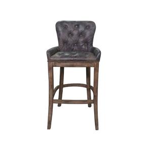 China Martine Tufted Back Leather Counter Stool Chair With Wooden Legs on sale