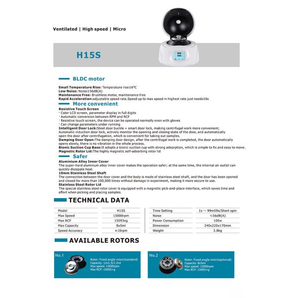 Classification Laboratory Centrifuge 15000rpm High Speed Platelet Plasma Centrifuge