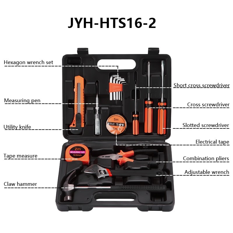 JYH-HTS22-1 High Quality 22 Pcs Kit Carbon Steel Repairing General Household Hand Tool Set with Plastic Toolbox
