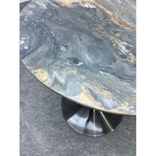 Palissandro Blue Marble Top Dining Table Set Brazilian Round Luxury Wearproof Table