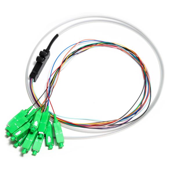 Quality SC APC 12core Fanout Fiber Optic Pigtail SM Simplex 1.5M Optical Fiber Pigtail /Planar Lightwave Circuit splitter for sale
