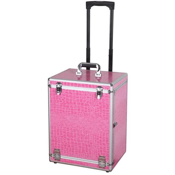 Quality Pink Color Rolling Trolley Makeup Case Fine Craftsmanship And Special Design for sale