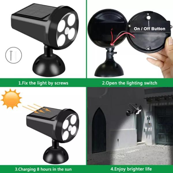 2000mAh 6W 300LMs Solar Powered Pir Led Wall Light / 4 Led Solar Light