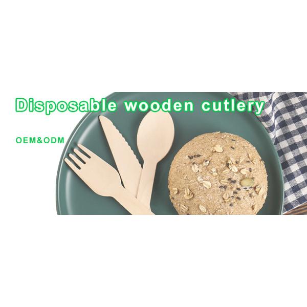 Oem Restaurant Disposable Natural Compostable Wooden Cutlery Knife Fork Spoon Degradable