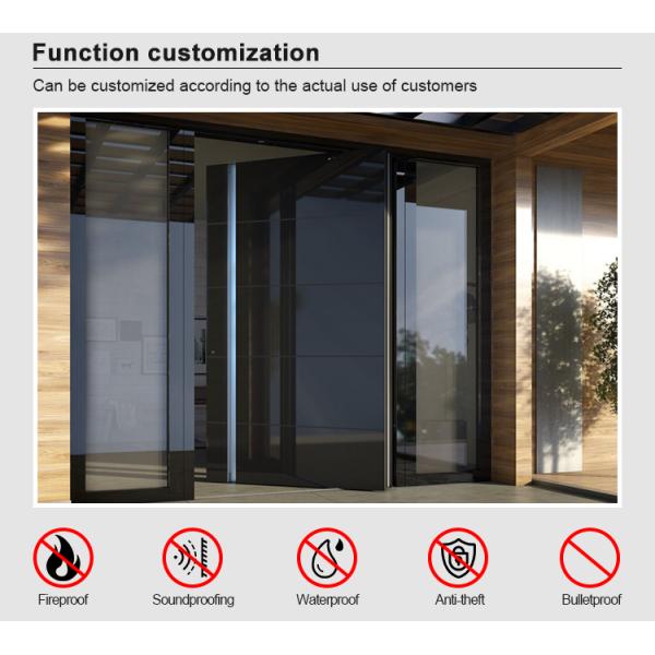 Hurricane Custom Villa Big Luxury Black Solid Wood Entry Modern Stainless Steel Front Entrance Cedar Pivot Door