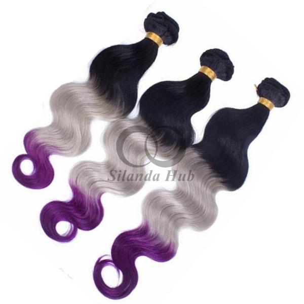 #T1B/Grey/Purple Body Wave Remy Human Hair Bundles Sew In Weave Bundles Brazilian Bundle Deals