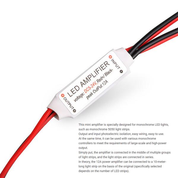 Mini LED Amplifier 12V , RGB LED Repeater For Monochrome Light Strip
