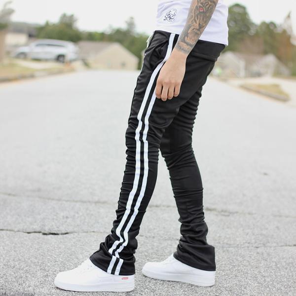OEM Custom Embroidery Print Logo Slim Fit 100 Cotton Heavyweight Stacked Flared Sweat Pants Track Pant Sweatpants Men
