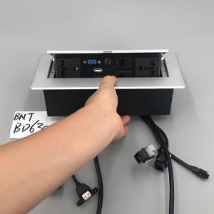China international power usb desktop pop up socket outlet/ multimedia hidden connection box pop-up desk power socket wholesale