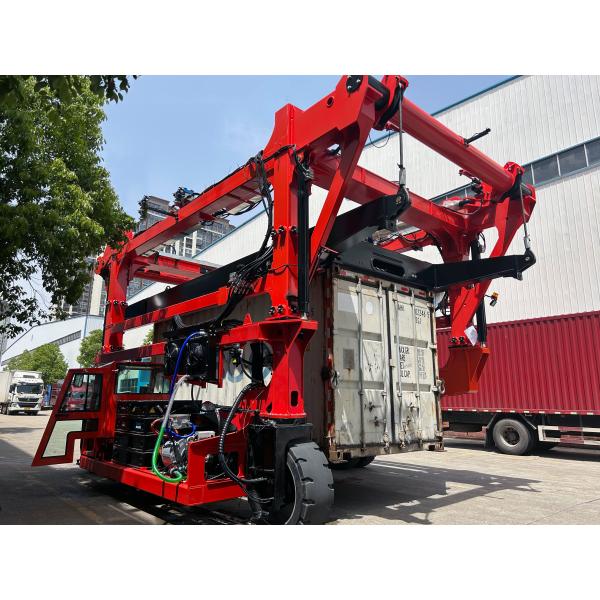 60T Electric Straddle Carrier Price Red Container Lifter Truck For Material Handling