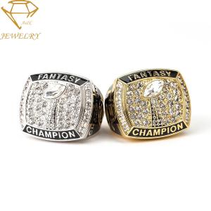 China Embossed Custom Championship Ring Silver Gold Plating With CZ Stones wholesale