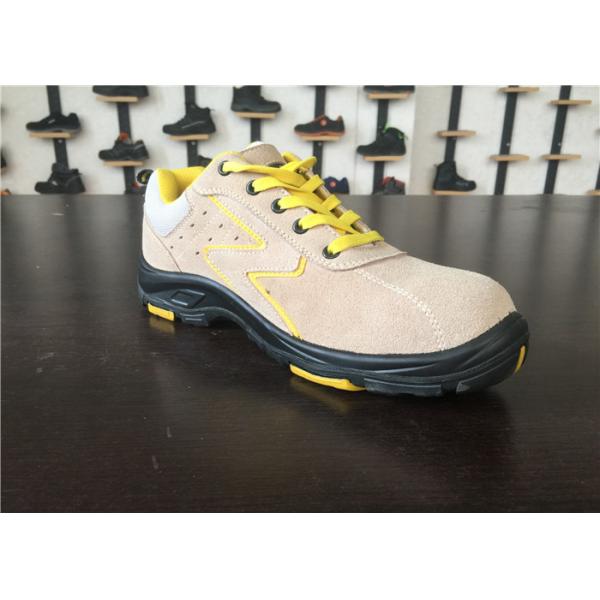 Sandwich Mesh Waterproof Safety Shoes Camel Color Chic Style For Chemical