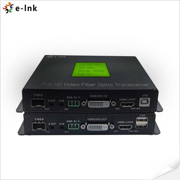 Quality Cloud managed Multi-function DVI Fiber Converter 1Ch 1080P DVI + USB KVM + 1Ch RS232 + 1Ch Bidi Stereo Audio + GPIO for sale