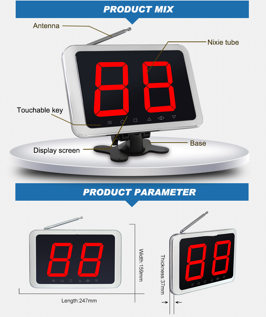 smart wireless restaurant table call waiter paging system long range receiver pager