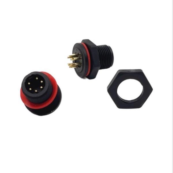 Male PCB 6Pin Circular Connector PA9T Gold Plated Customized