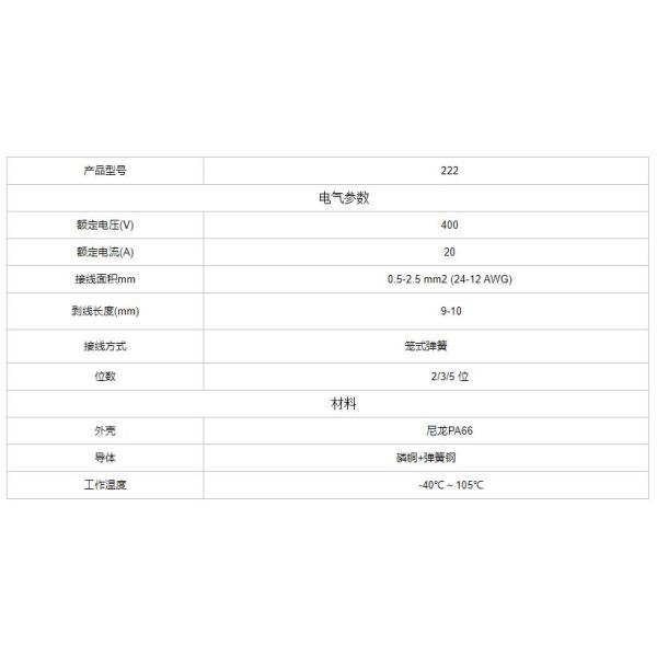 222-412 Type Push In Led Light Cable Wire Connectors 400V 20A 2P 3P 5P
