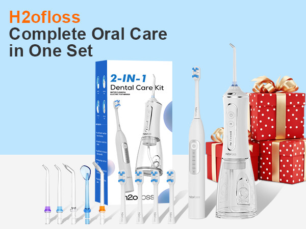 H2ofloss 2-in-1 Rechargeable Electric Toothbrush Water Flosser Set Soft Bristle IPX7 OEM ODM Wholesale for Deep Cleaning