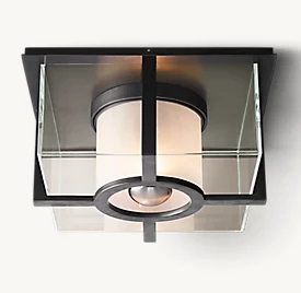 Inner Cylindrical Shade Brass Ceiling Light Flush Mount 40w