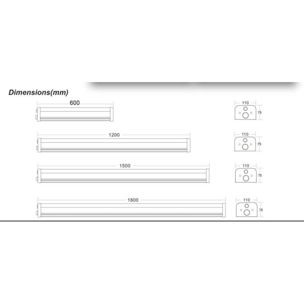 High Lumen IK10 Tri Proof LED Batten IP66 Waterproof Linkable PC Material