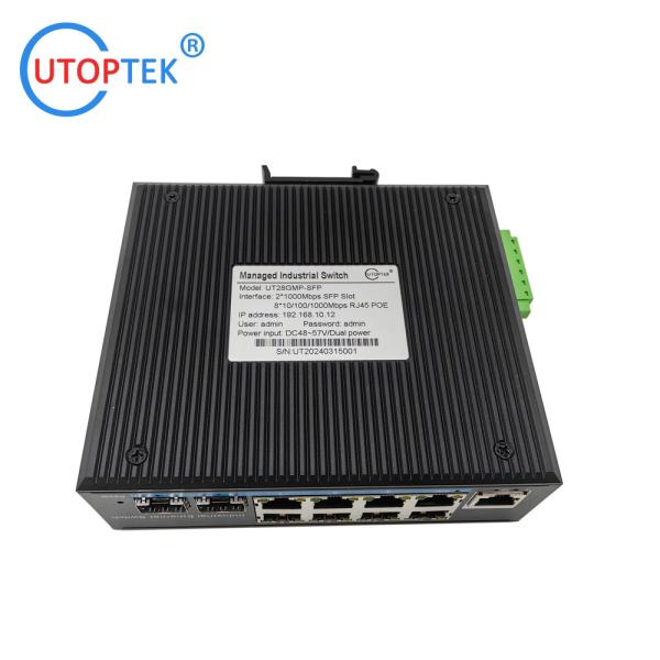 UT28GM-SFP L2 Managed Industrial 2x1000M SFP port+ 8x10/100/1000M RJ45+1xConsole port -40 ~+85 ℃ Ethernet Switch