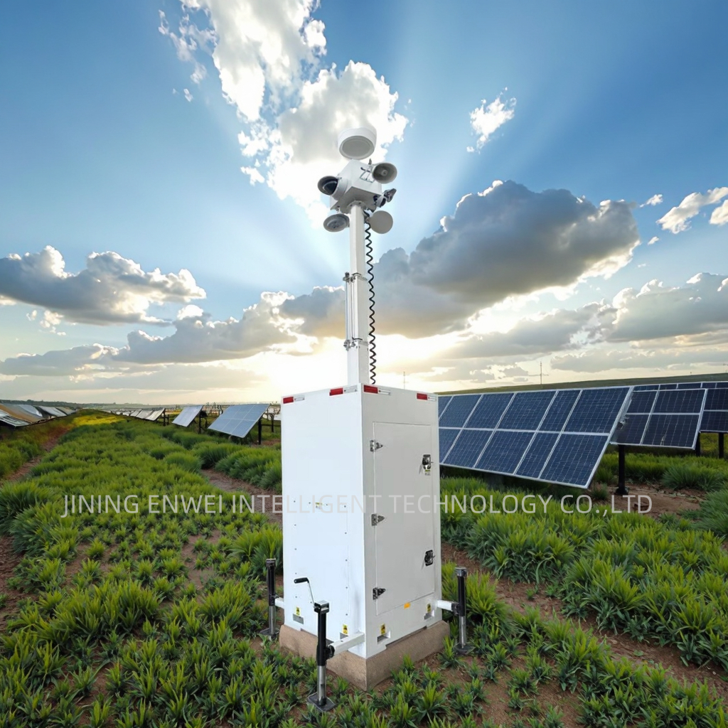 Mobile Camera Tower Cube Surveillance Unit For Construction Site Theft Prevention
