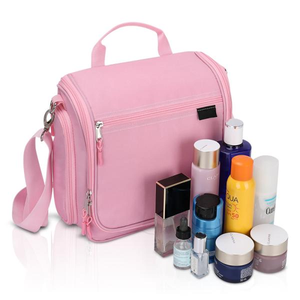 Hanging Compact Travel Toiletry Bag Camping Carry On Pink 10X4X10 Inch