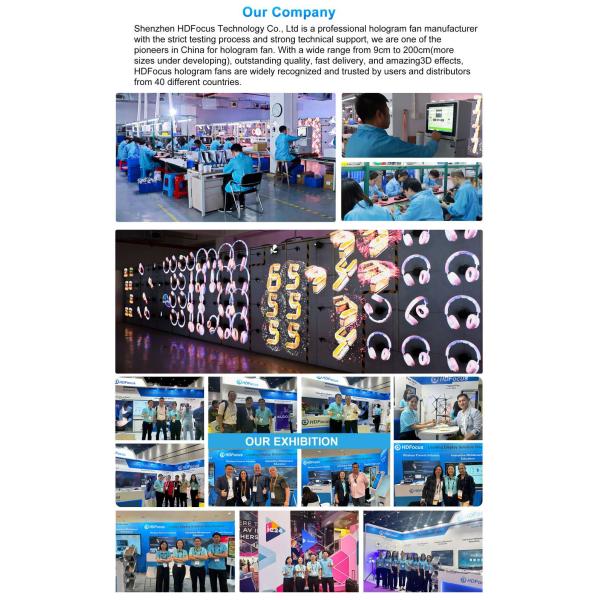 HDFocus 65cm HD Holographic Display 224 Spinning 3D Projector LED Advertising Hologram Fan Marketing