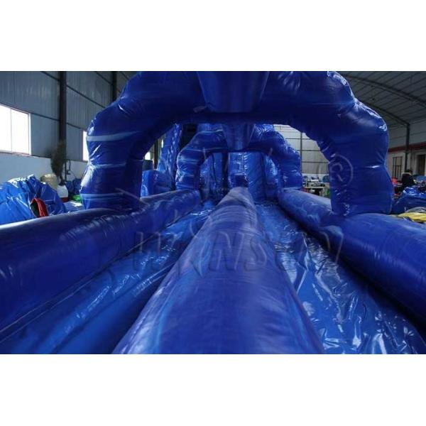 Long Commercial Inflatable Water Slides , Blue Crush Double Lane Water Slide
