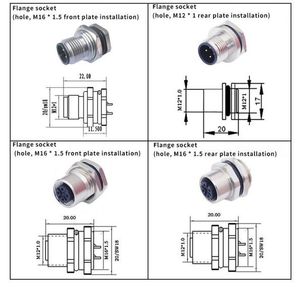 M12 Sensor Connector Waterproof Male Female Plug Screw Coupling 3 4 5 8 12 Pin A type Sensor Connectors