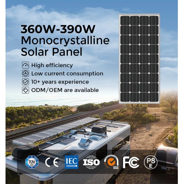 All Black BIPV Poly Mono Solar Panel 370W Customized