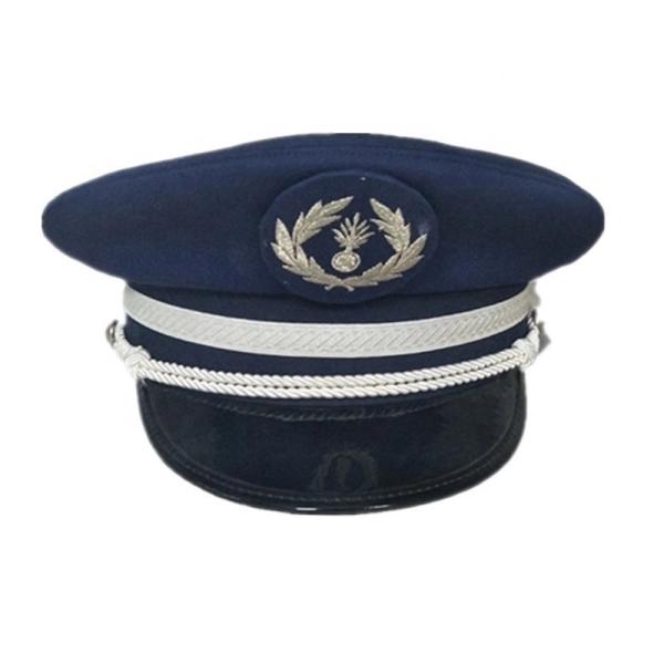Quality Men Army Officer Hat Military Uniform Hats With Chin Strap Military Peaked Officer Cap for sale