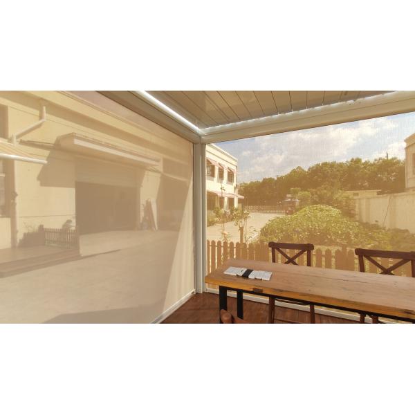 Aluminum Roof Pergola Motorized Panel Track Blinds Wind Proof