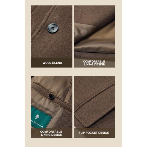 Handsome Double-Breasted Brown Woolen Windbreaker Men's Business Loose Long Coat