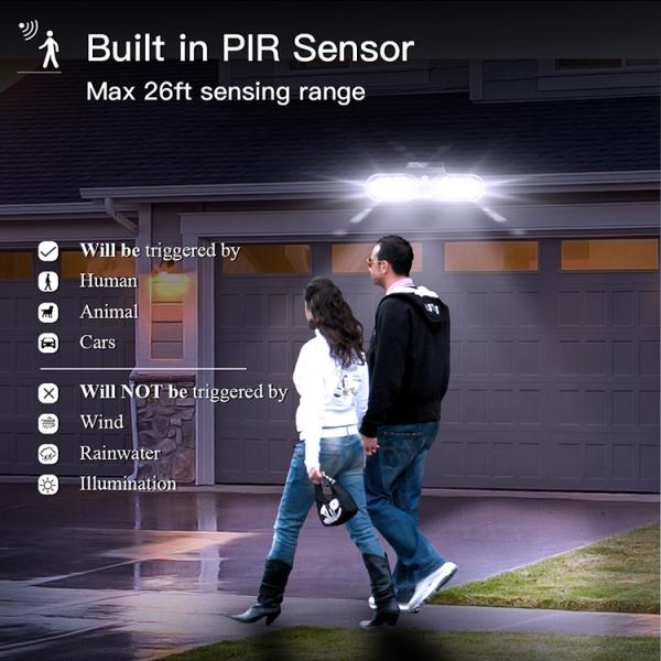 IP65 Waterproof LED Garden Light Outdoor Double Heads Foldable Motion Sensor Solar Light