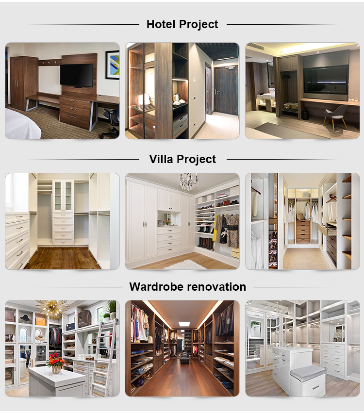 European Style End Master Bedroom Wardrobe Closet with Contemporary PANEL Wood Style
