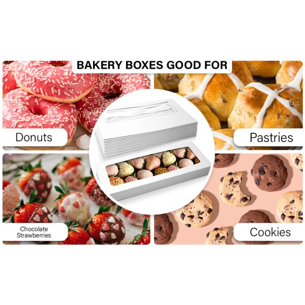 B07WGJ8GGB ONE MORE Paperboard White Lock Corner Window Bakery Box  boxes with window  treat boxes